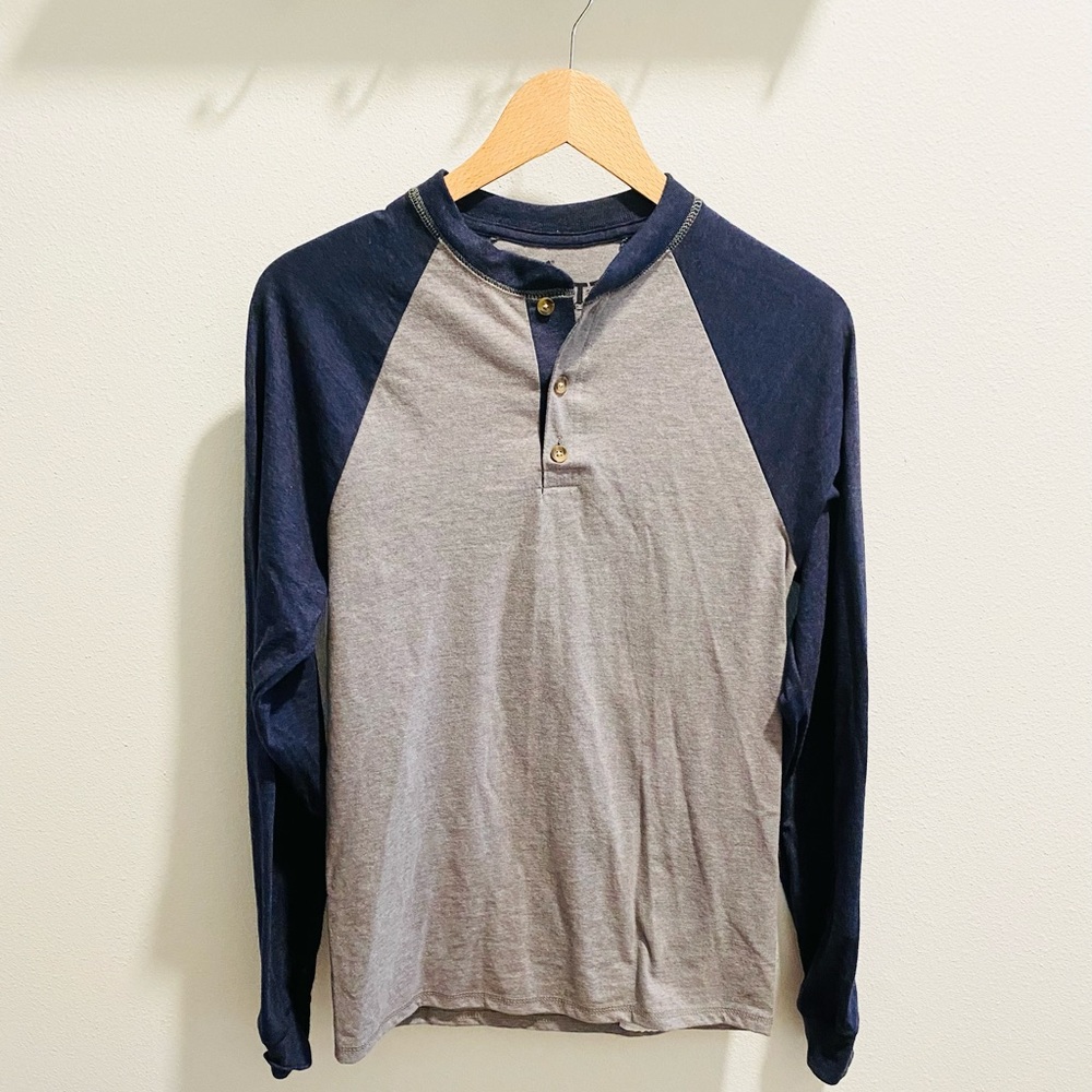 Hanes Long Sleeve Cotton Henley T-Shirt for Men